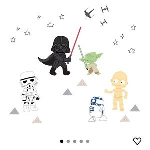 Lambs & Ivy Star Wars Classic Wall Decals - Yoda, Darth Vader, R2-D2, C-3PO